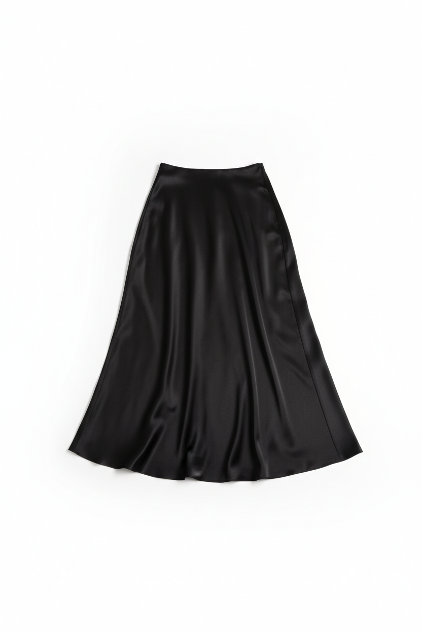 Bias Slip Skirt Black