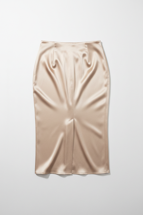 Bias Slip Skirt Champagne Back