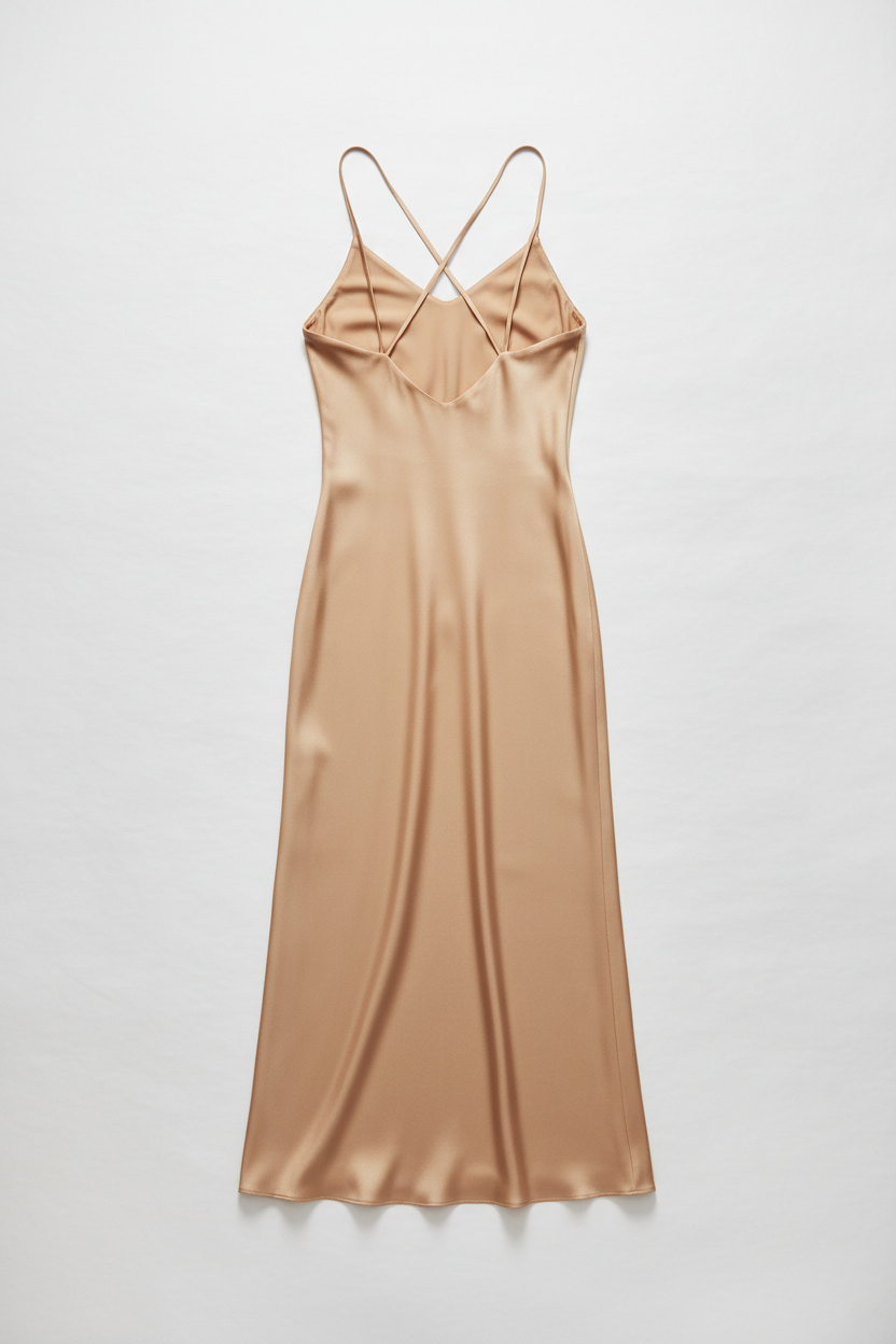 Column Slip Dress Beige Back