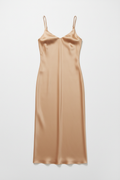 Column Slip Dress Beige Front