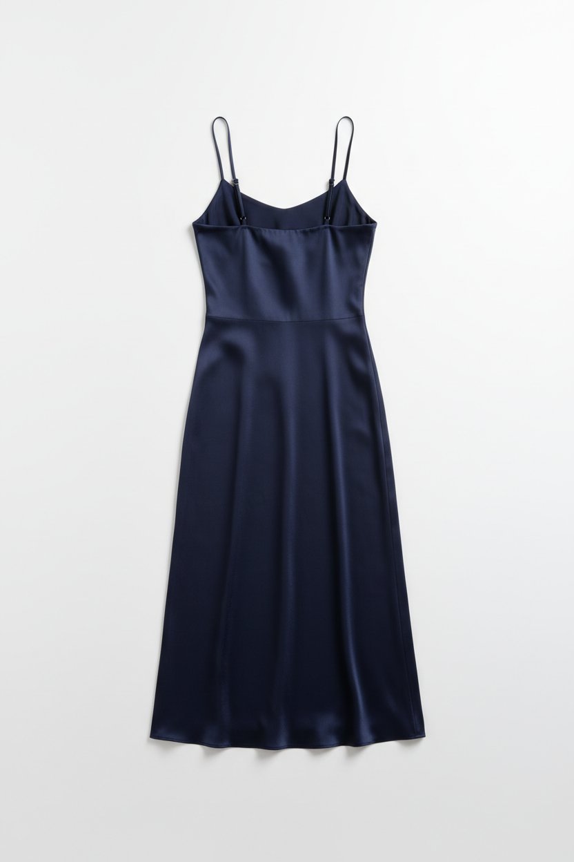 Column Slip Dress Navy Back