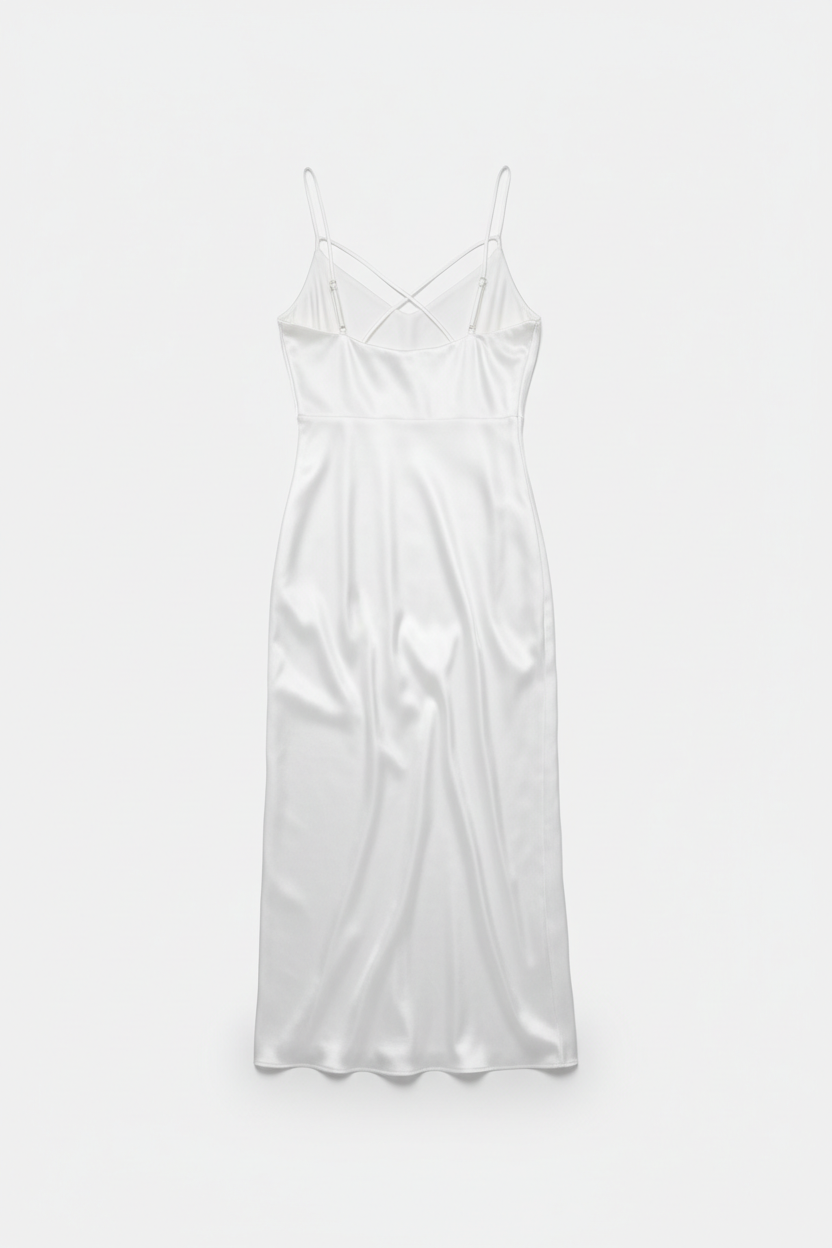 Column Slip Dress White Back