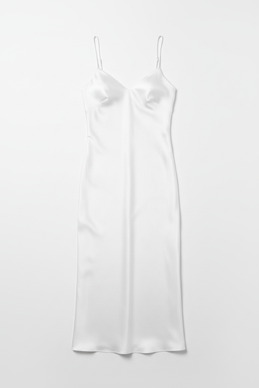 Column Slip Dress White Front