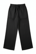 The Linen Drawstring Trouser — Black, front view