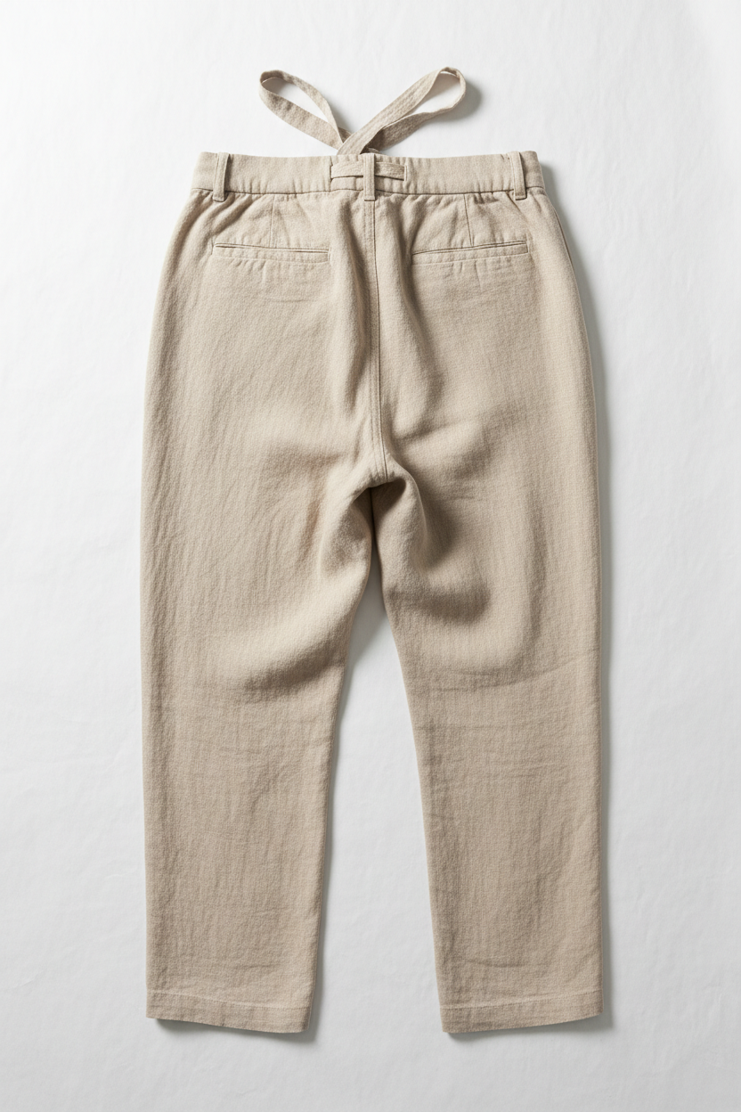 The Linen Drawstring Trouser — Sand, back view