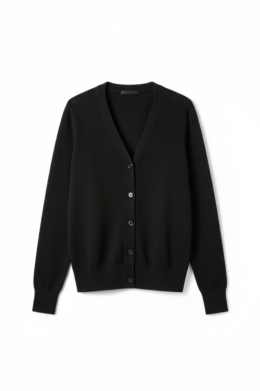 Soft Knit Cardigan Black Front